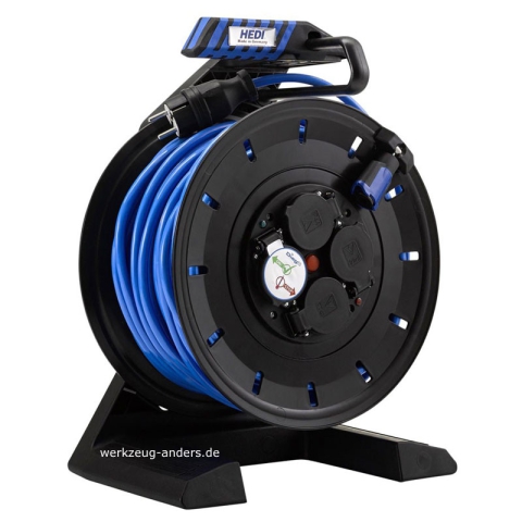 HEDI Vollkunststoff-Kabeltrommel K740Q2TF, 40m, Panzerkabel PLUS versch. Farben, 3G2,5