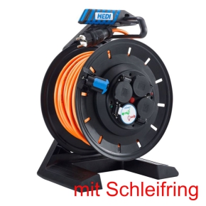 HEDI Vollkunststoff-Kabeltrommel K7SR40QTF, 40m, Panzerkabel PLUS verschiedene Farben, 3G1,5, mit Schleifring